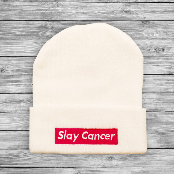 SlayCancer_Beanie_White_001